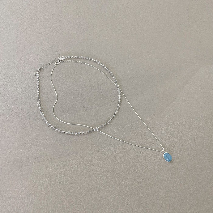 [Water drop + White crystal] necklace set (단품 구매 가능)